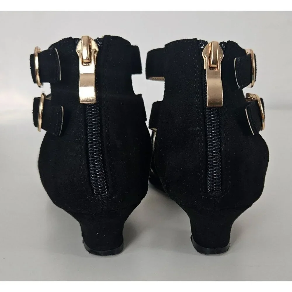 Girls Sz 13 Little Kid Black High Heel Sandals Cross Strap Wedding Party Church